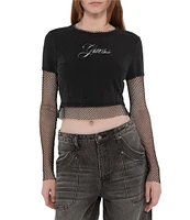 Guess Originals Layered Fishnet Graphic T-Shirt