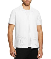 Guess Poplin Border Eyelet Short Sleeve Shirt