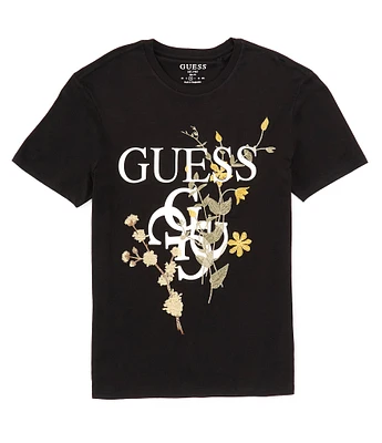 Guess Quartro Floral Print Logo Graphic Short Sleeve T-Shirt