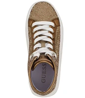 Guess Queenly Rhinestone Logo High Top Platform Sneakers