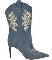 Guess Rasima Denim Rhinestone Western Boots