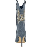 Guess Rasima Denim Rhinestone Western Boots