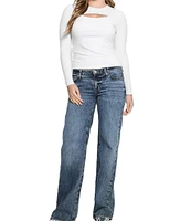Guess Rib Toni Long Sleeve Cut-Out Top