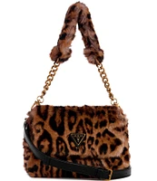 Guess Samia Leopard Faux Fur Flap Shoulder Bag