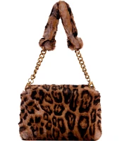 Guess Samia Leopard Faux Fur Flap Shoulder Bag