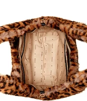 Guess Samia Leopard Faux Fur Small Tote Bag