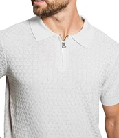 Guess Short Sleeve Checkered Zip Kyle Polo Shirt