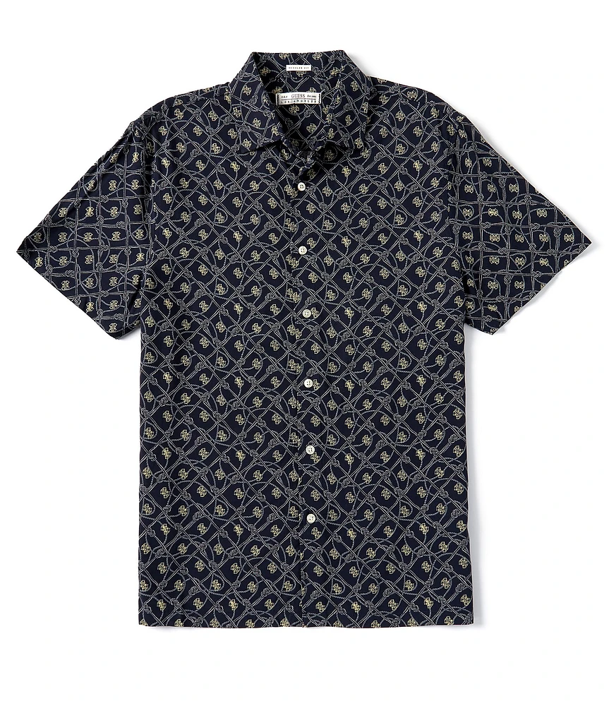 Guess Short Sleeve Collin Rope Pattern Woven Shirt