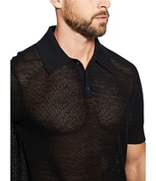 Guess Short Sleeve Open Herringbone Eric Polo Shirt