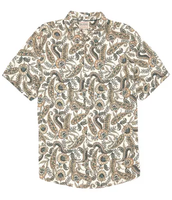 Guess Slim Fit Short Sleeve Paisley Floral Woven Shirt