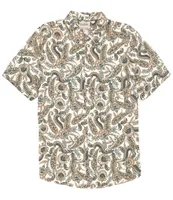 Guess Slim Fit Short Sleeve Paisley Floral Woven Shirt