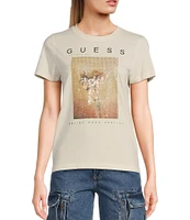 Guess Short Sleeve Pictured Strass T-Shirt