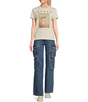 Guess Short Sleeve Pictured Strass T-Shirt