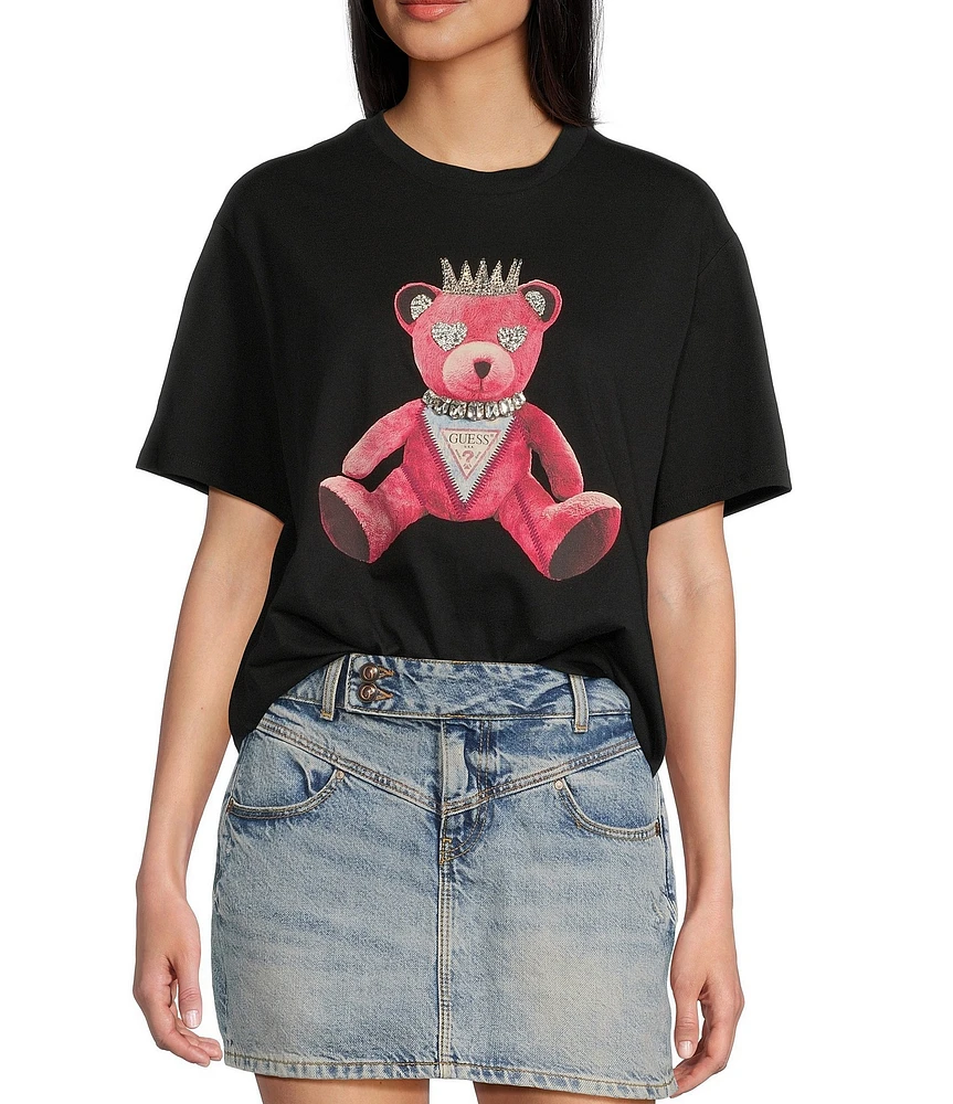 Guess Short Sleeve Pink Bear Graphic T-Shirt
