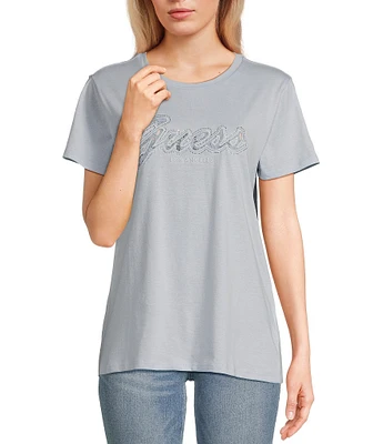 Guess Short Sleeve Scripted Lace Signature Logo Jersey T-Shirt