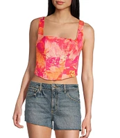 Guess Sia Satin Printed Corset Top