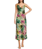 Guess Sleeveless Spaghetti Strap Akilina Tropical Floral Printed Dress