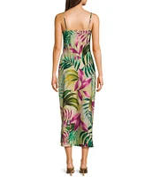 Guess Sleeveless Spaghetti Strap Akilina Tropical Floral Printed Dress