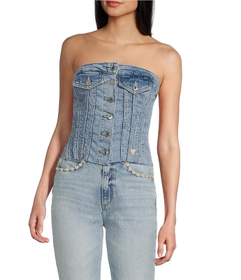 Guess Sofia Bustier Denim Tube Top