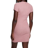 Guess Toki Short Sleeve Crew Neck Rib Knit Mini Dress