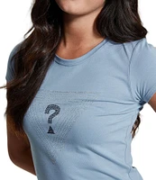 Guess Triangle Maze R3 Rhinestone Logo Short Sleeve T-Shirt