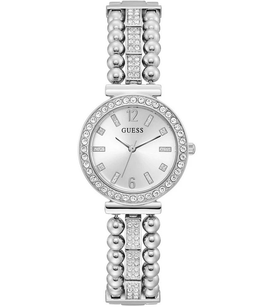 Guess Women's Quartz Analog Silver Stainless Steel Glitz Bracelet Watch