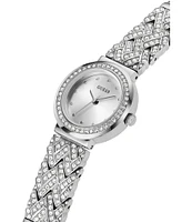 Guess Women's Treasure Analog Silver-Tone Crystal Bracelet Watch