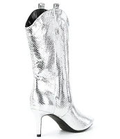 Guess Wurlie Metallic Snake Embossed Western Boots