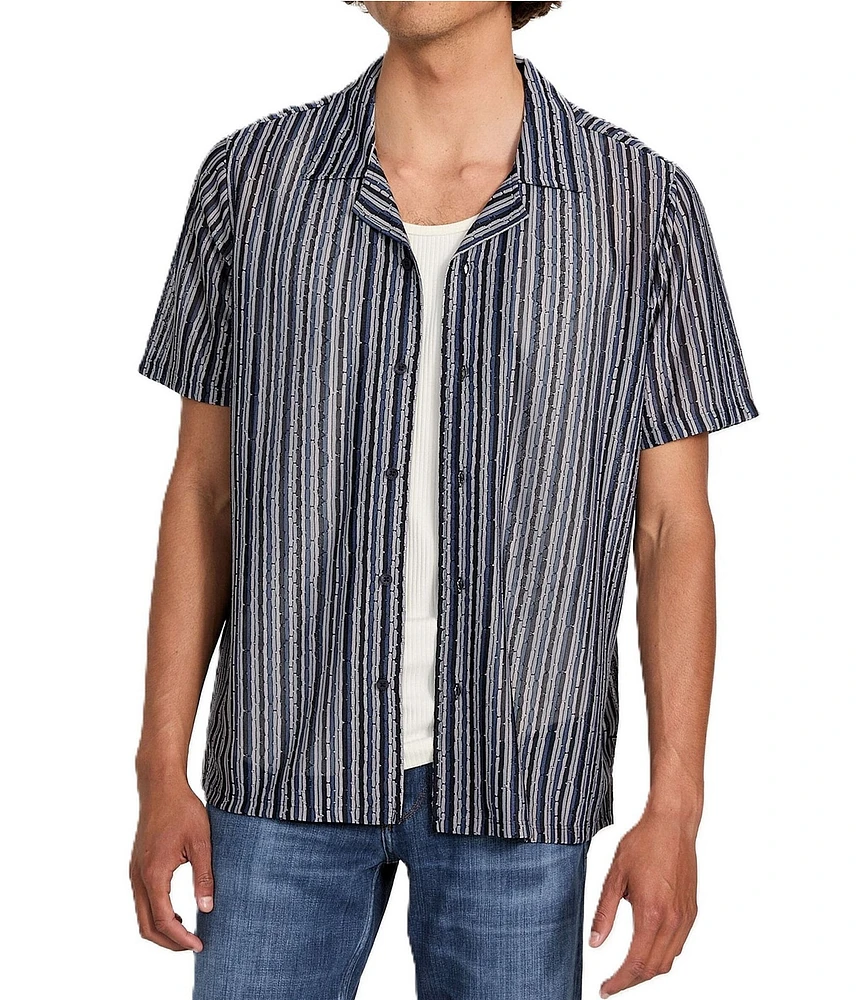 Guess Wyatt Striped Short Sleeve Resort Shirt