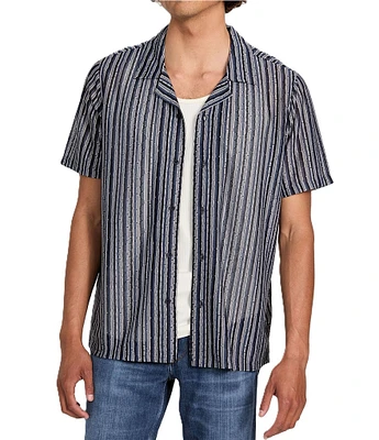 Guess Wyatt Striped Short Sleeve Resort Shirt