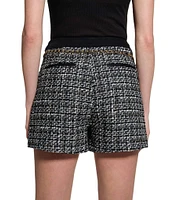 Guess Yvonne Mid Rise Mix Denim Tweed Shorts