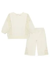 Habitual Baby Girls 12-24 Months Crochet French Terry Pullover and Pant Set