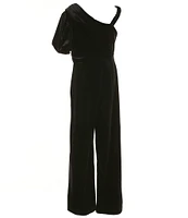 Habitual Big Girls 7-16 Asymmetrical-Neckline Velour-Knit Jumpsuit