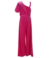 Habitual Big Girls 7-16 Asymmetrical-Neckline Velour-Knit Jumpsuit