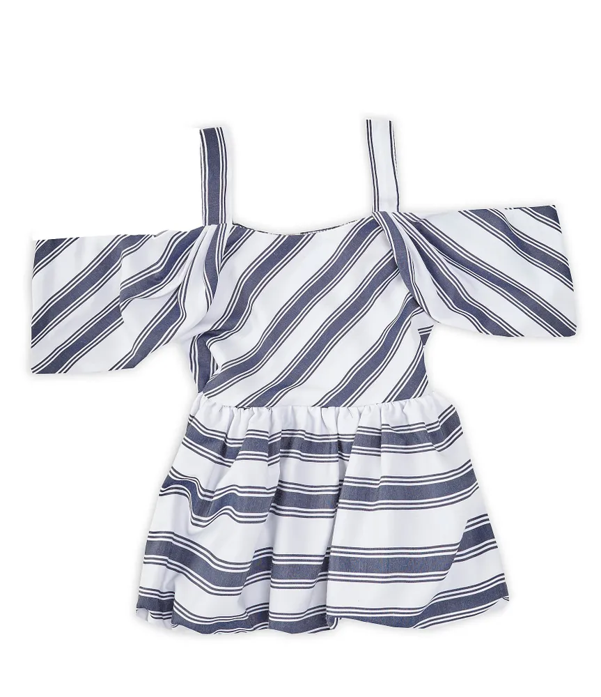 Habitual Big Girls 7-16 Cold-Shoulder Striped Babydoll Top