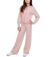 Habitual Big Girls 7-16 Long Sleeve Cabled Sweater-Knit Jacket & Sweater-Knit Jogger Pant Set