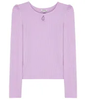 Habitual Big Girls 7-16 Long-Sleeve Keyhole Knit Top