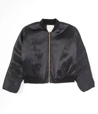 Habitual Big Girls 7-16 Long Sleeve Satin Cropped Bomber Jacket