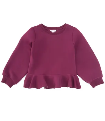 Habitual Big Girls 7-16 Long Sleeve Scuba Knit Peplum Top