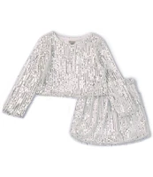 Habitual Big Girls 7-16 Long Sleeve Sequin-Embellished Blouse & Matching Fringe-Trimmed Skirt Set