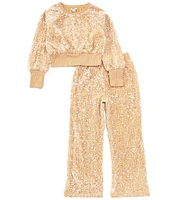 Habitual Big Girls 7-16 Long Sleeve Sequin-Embellished Velvet Top & Matching Pant Set