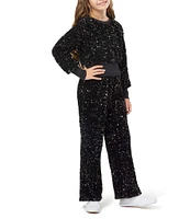 Habitual Big Girls 7-16 Long Sleeve Sequin-Embellished Velvet Top & Matching Pant Set