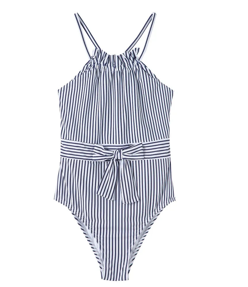 Habitual Big Girls 7-16 Scarlett Stripe with Tie One-Piece Swimsuit