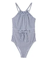 Habitual Big Girls 7-16 Scarlett Stripe with Tie One-Piece Swimsuit