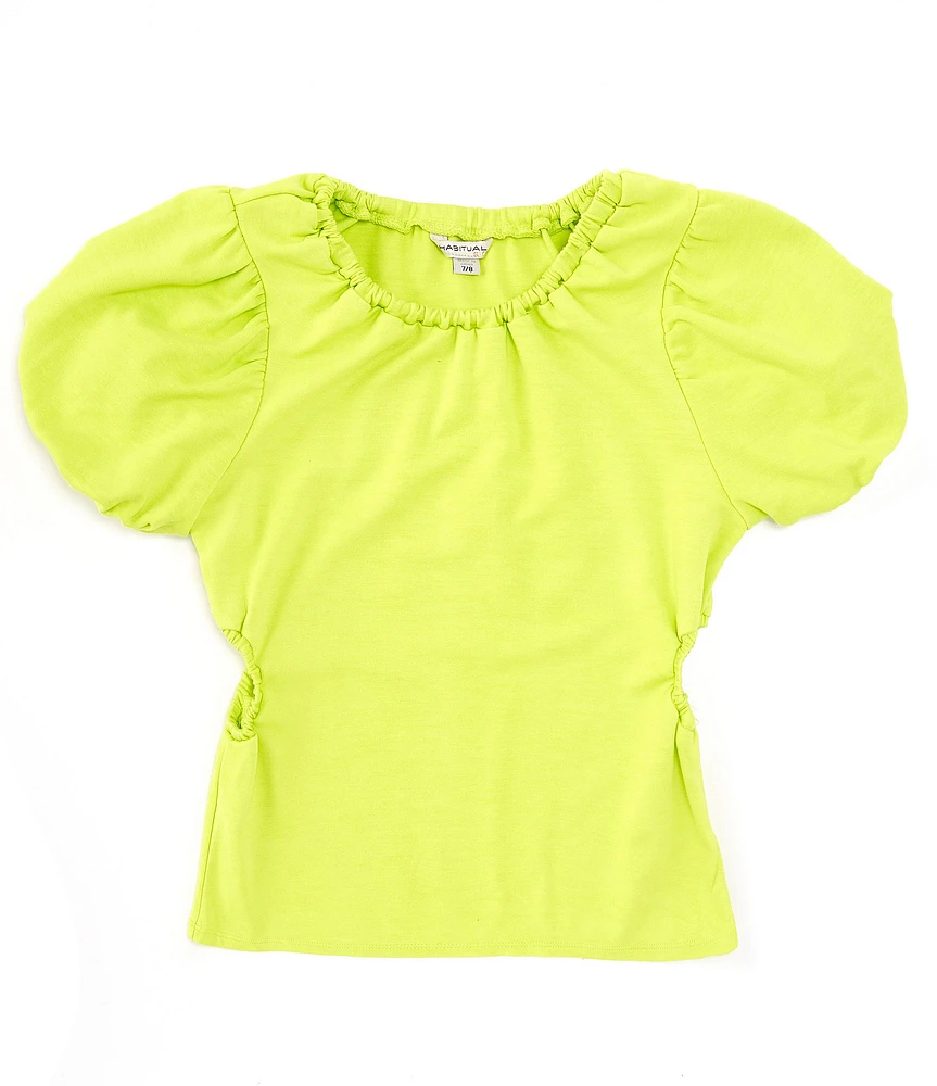 Habitual Big Girls 7-16 Short Puff Sleeve Cutout Top