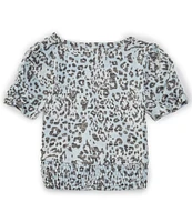 Habitual Big Girls 7-16 Short Sleeve Animal-Printed Faux Tie-Front Top