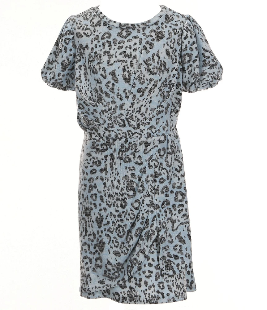 Habitual Big Girls 7-16 Short Sleeve Animal-Printed Faux-Wrap Dress