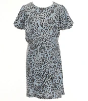 Habitual Big Girls 7-16 Short Sleeve Animal-Printed Faux-Wrap Dress