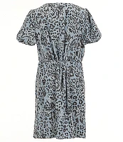 Habitual Big Girls 7-16 Short Sleeve Animal-Printed Faux-Wrap Dress