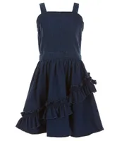 Habitual Big Girls 7-16 Sleeveless Ruched Front Fit & Flare Denim Dress